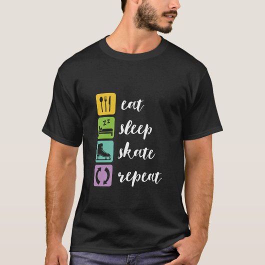 Eat Sleep Schaats Funny Figuur Skaters Ice Skaters T-shirt (Voorkant)