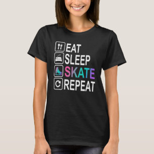 Eat Sleep Schaats Herhaal figuur Skating Ice Skati T-shirt
