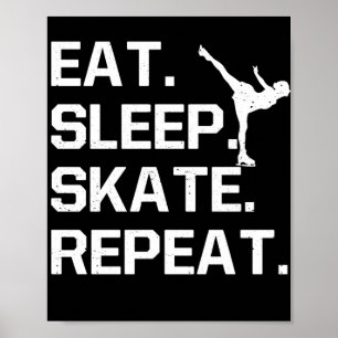 Eat Sleep Schaats Herhaal figuurschaatspassie Poster
