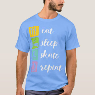Eat Sleep Schaats Herhaal Funny Ice Skating Figuur T-shirt