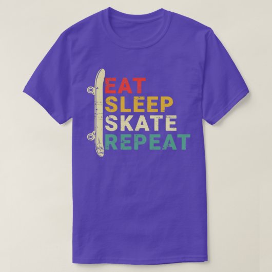 Eat Sleep Schaats Herhaal Retro Skateboard Sk T-shirt (Design voorkant)