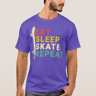 Eat Sleep Schaats Herhaal  Retro Skateboard Sk T-shirt