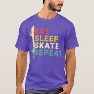 Eat Sleep Schaats Herhaal Retro Skateboard Sk T-shirt