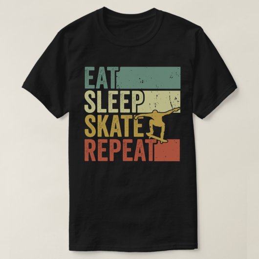 Eat Sleep Schaats Herhaal skateboard T-shirt (Design voorkant)