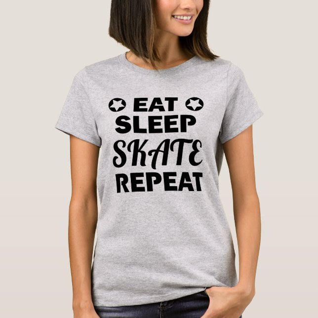 Eat Sleep Schaats Herhalen, Roller Derby T-shirt (Voorkant)
