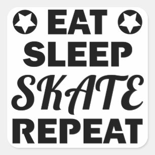 Eat Sleep Schaats Herhalen, Roller Derby Vierkante Sticker