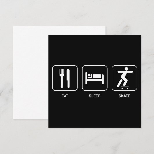 Eat Sleep Schaats Uitnodiging (Voorkant / Achterkant)