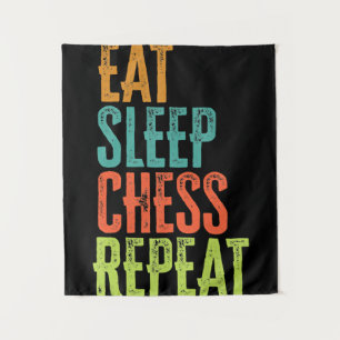 Eat Sleep Schaken Herhaal Grand Master Coach Legen Wandkleed