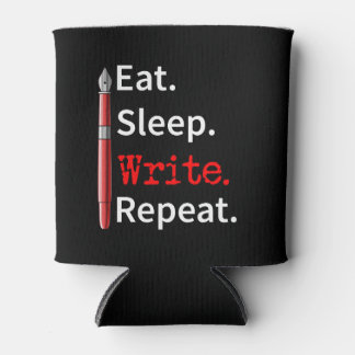 Eat Sleep Schrijf Herhaal Schrijver Blikjeskoeler
