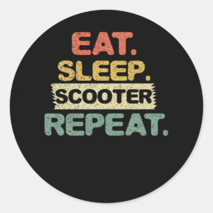 Eat Sleep Scooter Herhalen Ronde Sticker