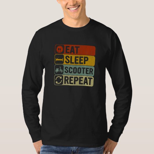 Eat Sleep Scooter Repeat Retro 60s 70s Scooter T-shirt (Voorkant)