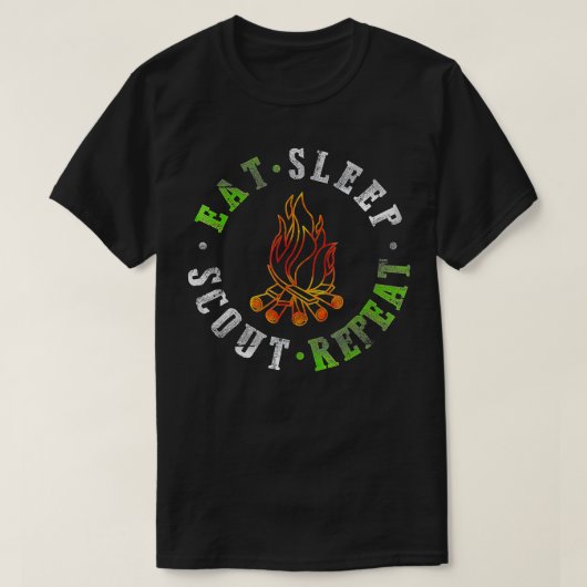 Eat Sleep Scout Camping Scouover herhalen T-shirt (Design voorkant)