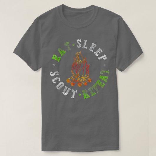Eat Sleep Scout Camping Scouover herhalen T-shirt (Design voorkant)