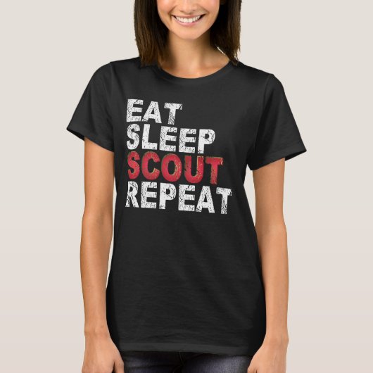 Eat Sleep Scout Herhaal Funny Scouting Outdoorgesc T-shirt (Voorkant)