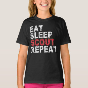 Eat Sleep Scout Herhaal Funny Scouting Outdoorgesc T-shirt