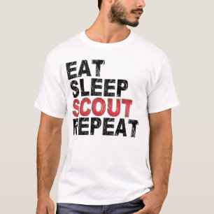 Eat Sleep Scout Herhaal Funny Scouting Outdoorgesc T-shirt