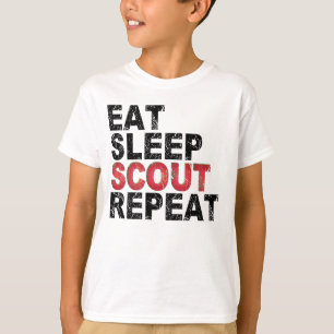 Eat Sleep Scout Herhaal Funny Scouting Outdoorgesc T-shirt