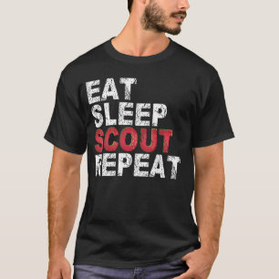 Eat Sleep Scout Herhaal Funny Scouting Outdoorgesc T-shirt