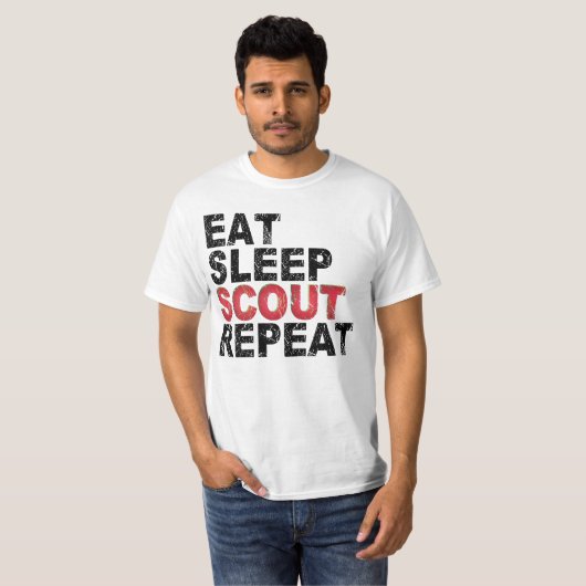 Eat Sleep Scout Herhaal Funny Scouting Outdoorgesc T-shirt (Voorkant volledig)