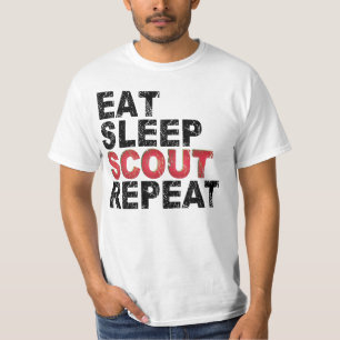 Eat Sleep Scout Herhaal Funny Scouting Outdoorgesc T-shirt