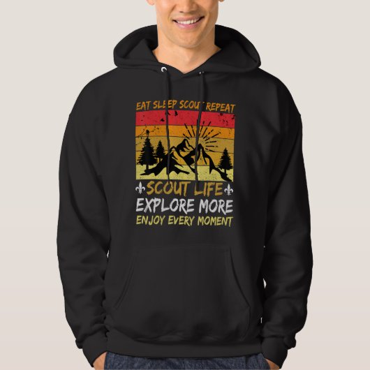 Eat Sleep Scout Herhaal Hike nog zorgwekkender min Hoodie (Voorkant)