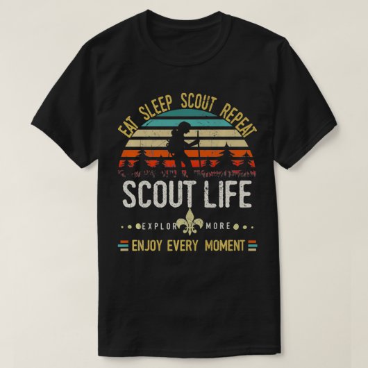 Eat Sleep Scout Herhaal scoutputbereik T-shirt (Design voorkant)