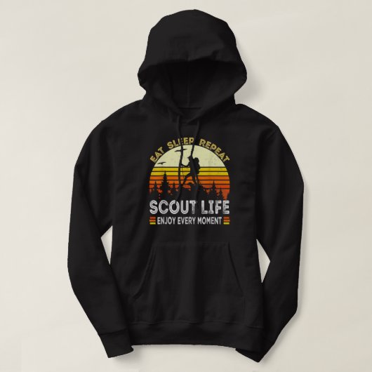 Eat Sleep Scout Herhaal  scoutputleven Hoodie (Design voorkant)