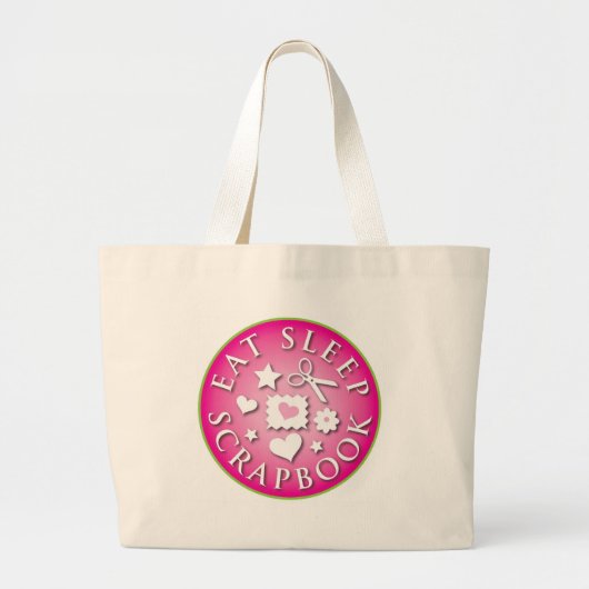 Eat Sleep Scrapbook Grote Tote Bag (Voorkant)