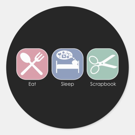 Eat Sleep Scrapbook Ronde Sticker (Voorkant)