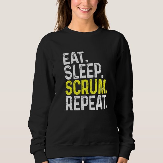 Eat Sleep Scrum Repo Rugby Player Trui (Voorkant)