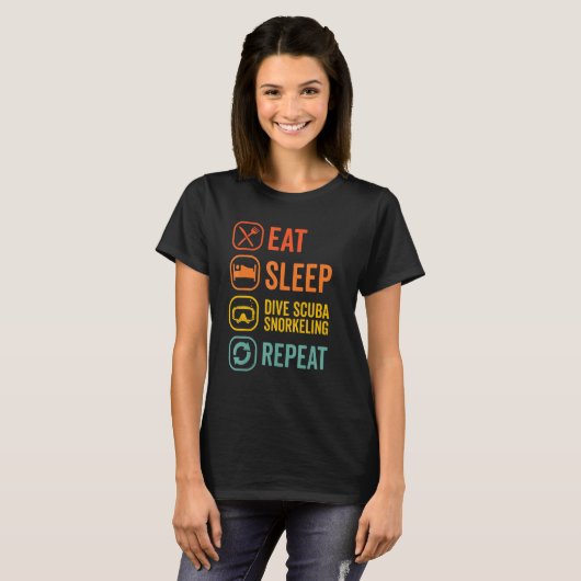 Eat Sleep Scuba Repeat Scuba Diver Diving Snorkeli T-shirt (Voorkant volledig)