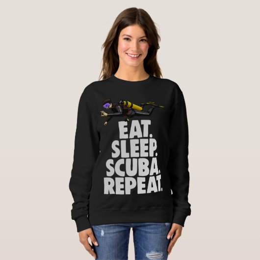 Eat Sleep Scuba Repeat Tee Shirt Funny Scuba Diver (Voorkant volledig)