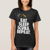 Eat Sleep Scuba Repeat Tee Shirt Funny Scuba Diver (Voorkant)