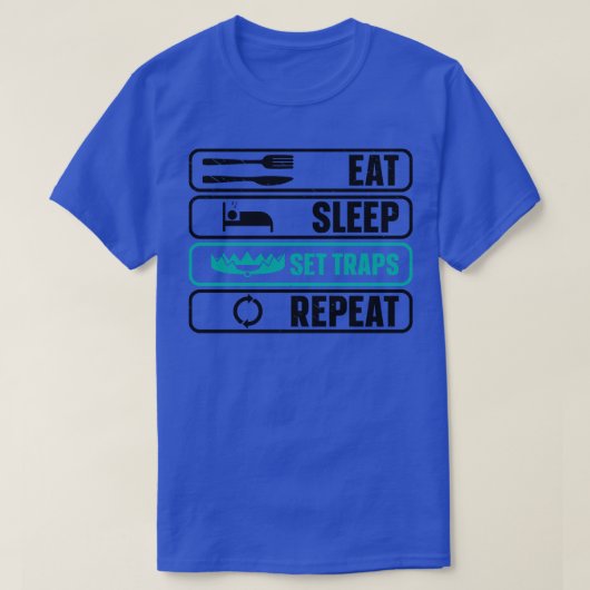 Eat Sleep Set Traps Herhaal jager T-shirt (Design voorkant)