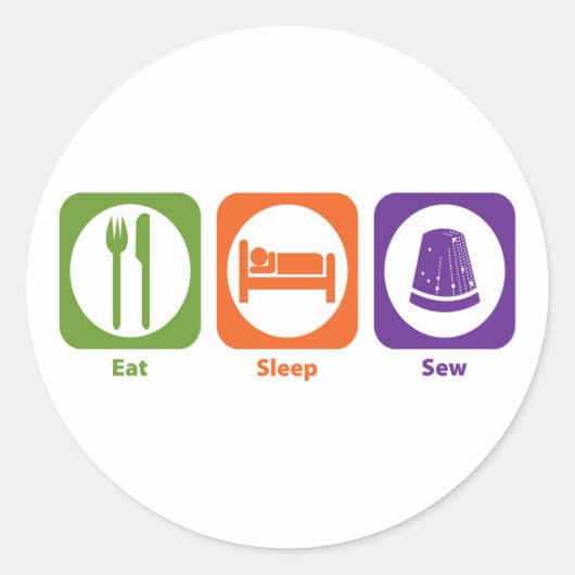Eat Sleep Sew Ronde Sticker (Voorkant)