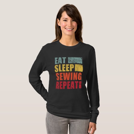Eat Sleep Sewing Repeat T-shirt (Voorkant volledig)