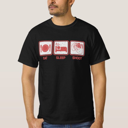 Eat, Sleep, Shoot - Funny Photographer T-shirt (Voorkant)