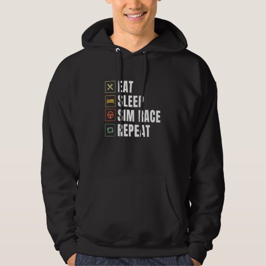 Eat Sleep Sim Race Herhaal Sim Racer Hoodie (Voorkant)