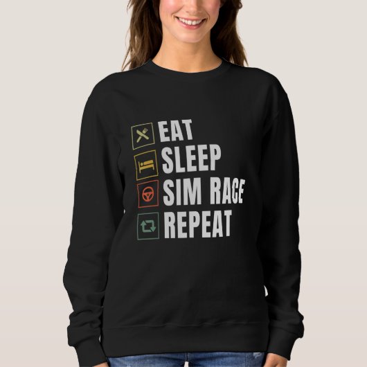 Eat Sleep Sim Race Herhaal Sim Racer Trui (Voorkant)