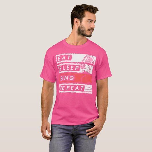 Eat Sleep Sing Opera-Singer herhalen T-shirt (Voorkant volledig)