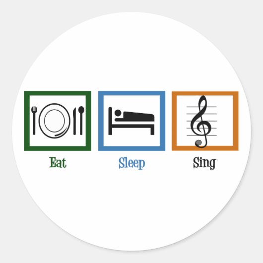 Eat Sleep Sing Ronde Sticker (Voorkant)