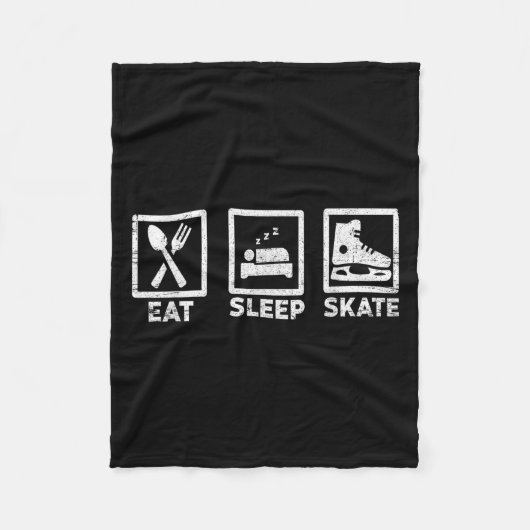 Eat Sleep Skate Repeat Ice Skating Life Minimal St Fleece Deken (Voorkant)