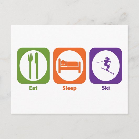 Eat Sleep Ski Briefkaart (Voorkant)