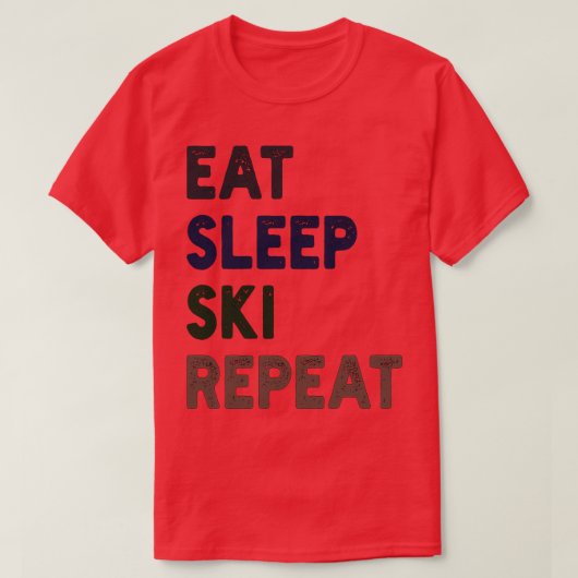 Eat Sleep Ski Herhaal 1 T-shirt (Design voorkant)