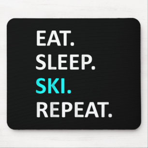 Eat Sleep Ski Herhaal Funny Ski Lover Humor Muismat