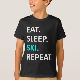 Eat Sleep Ski Herhaal Funny Ski Lover Humor T-shirt