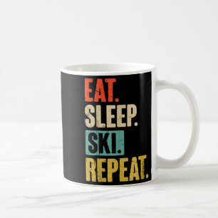 Eat Sleep Ski Herhaal - Grappig Retro  Skiën Koffiemok