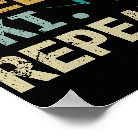 Eat Sleep Ski Herhaal Retro  skier Poster (Hoek)