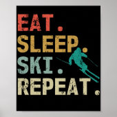 Eat Sleep Ski Herhaal Retro  skier Poster (Voorkant)