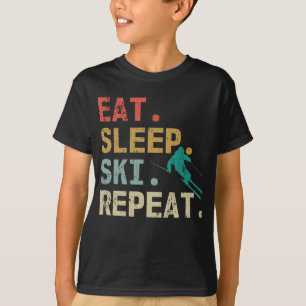 Eat Sleep Ski Herhaal Retro  skier T-shirt